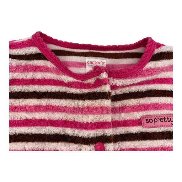 Carter's Baby Girl One Piece Pajamas 9M Striped Floral Snap Closure Long Sleeves - Picture 9 of 12